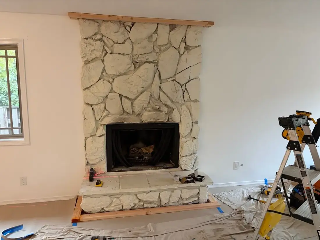Dark tile fireplace surround project near Beaverton, OR